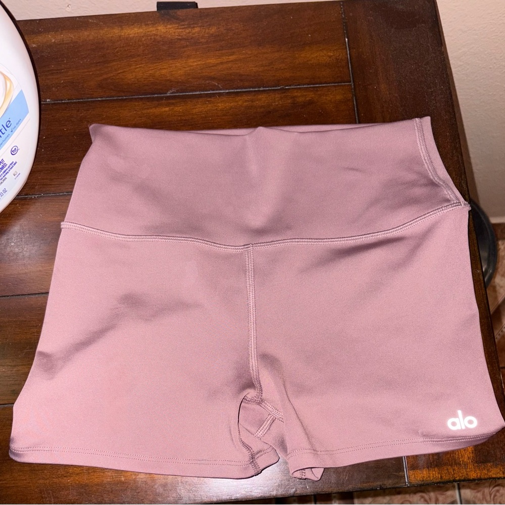 ALO Yoga Pink Bike Shorts High Waist Stretch